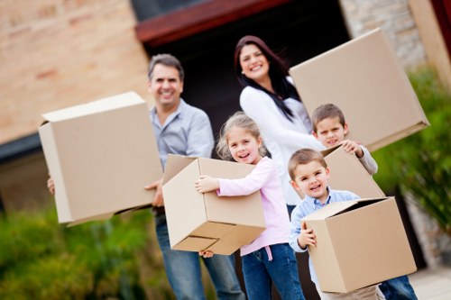 Careful loading of desks and equipment during a business relocation