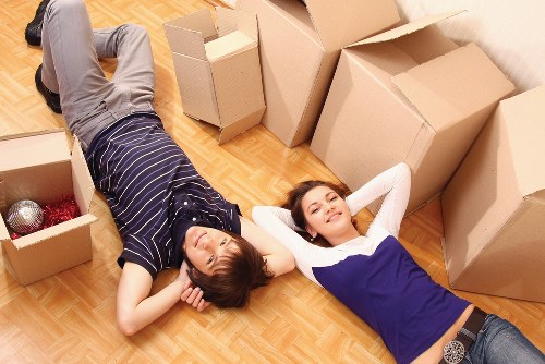 Careful transport of student furniture and packed boxes
